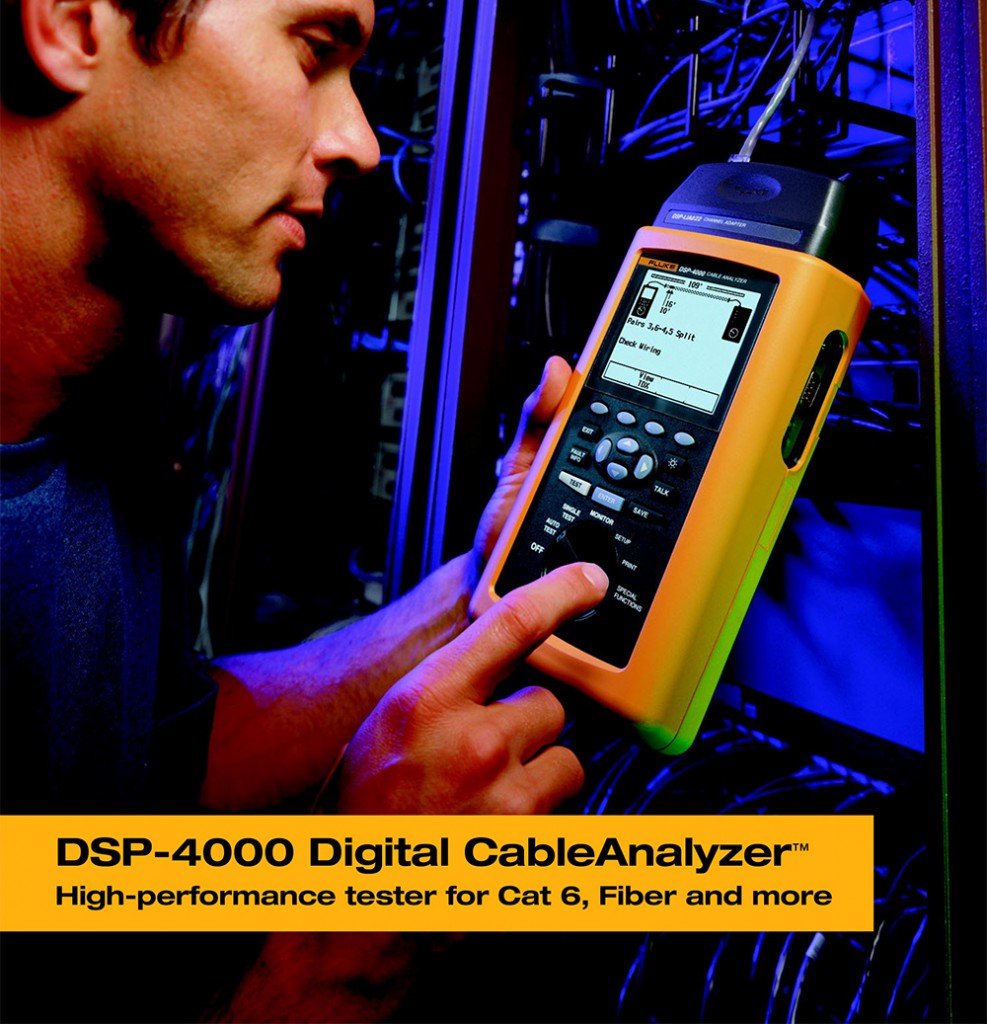Certificare Cat 5, Cat5e, Cat6 a cablarilor structurate pe cupru folosind Fluke DSP 4000 Cable analyzer DSP 4000 Testeaza, certifica si documenteaza retele de cupru